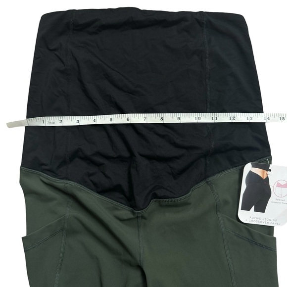 Isabel Maternity Leggings Active Full Length Crossover Panel Green Black New Sm - Picture 3 of 10